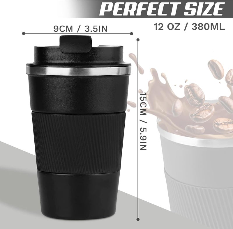 SPLMIFA Vacuum-Insulated Stainless Steel Travel Coffee Mug, Leak-Proof Reusable Coffee Cup with Lid - Keep Hot & Cold Drinks for Hours, Durable Thermos Tumbler for Men & Women (3rd-Black, 12OZ) - Image 4